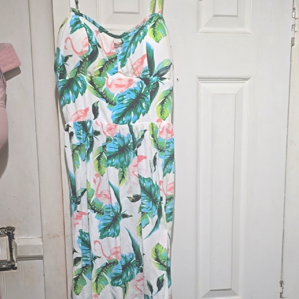 Tropical Flamingo Print Maxi Dress